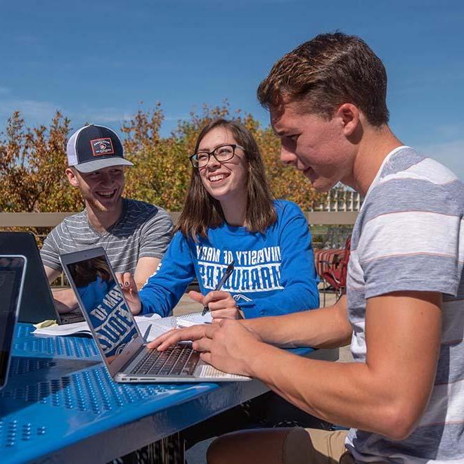 Peer tutoring group studying outside